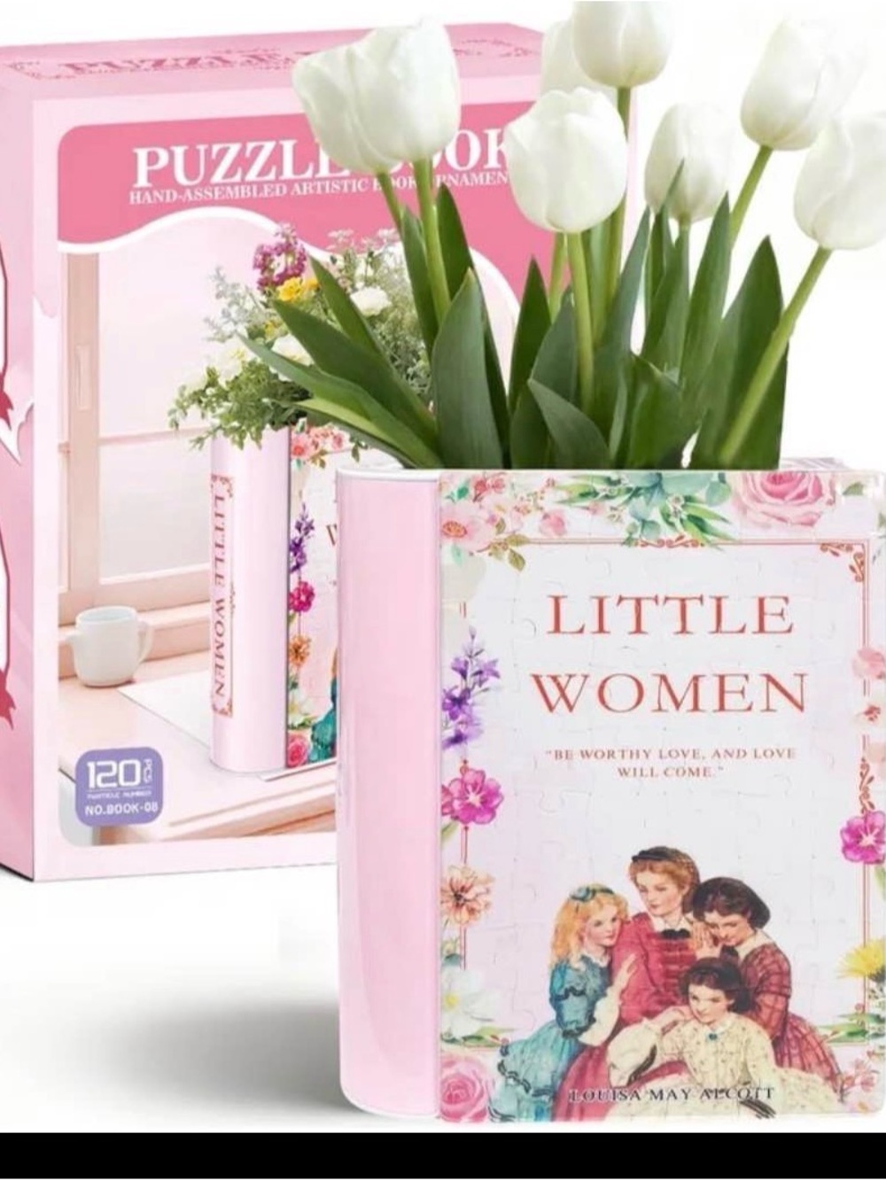 Little Women Decorative Book Vase - Pink & Floral puzzle book